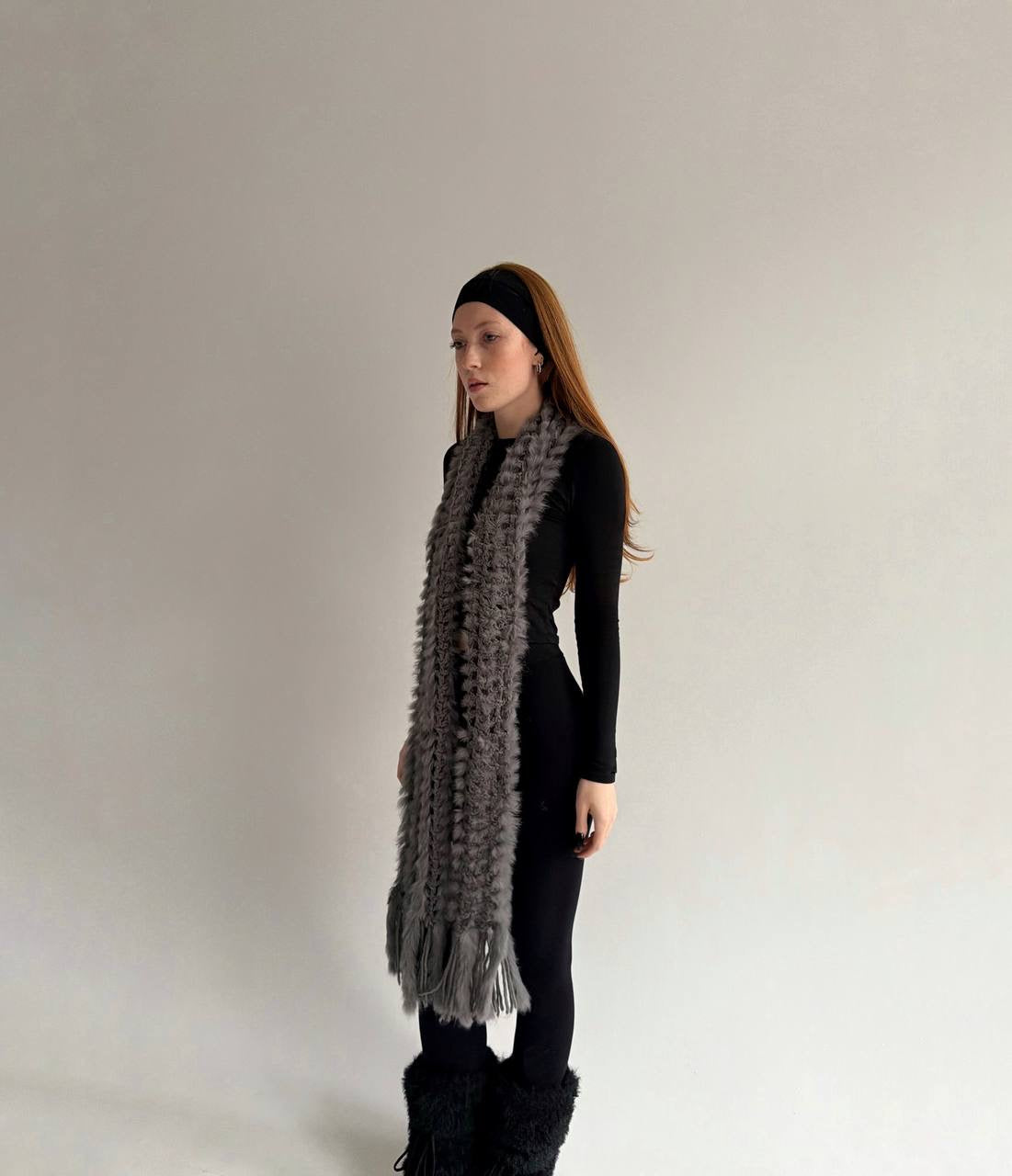 Vintage crochet 70% rabbit fur scarf