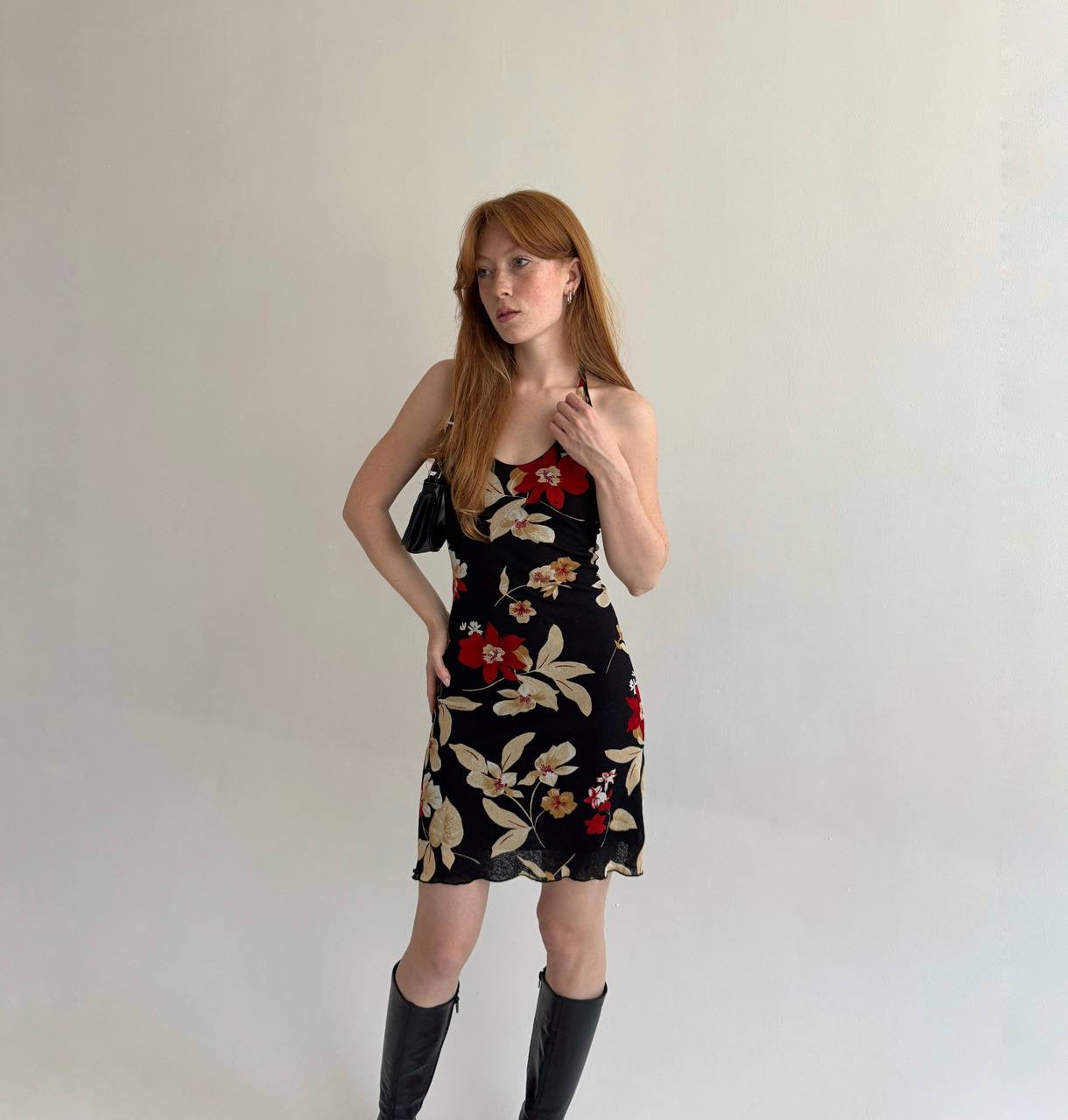 Vintage mini dress with flower pattern
