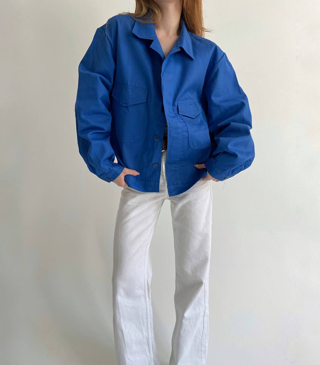 Vintage azure blue cotton jacket