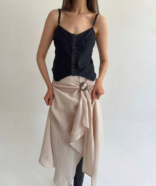 Vintage linen busk closure top