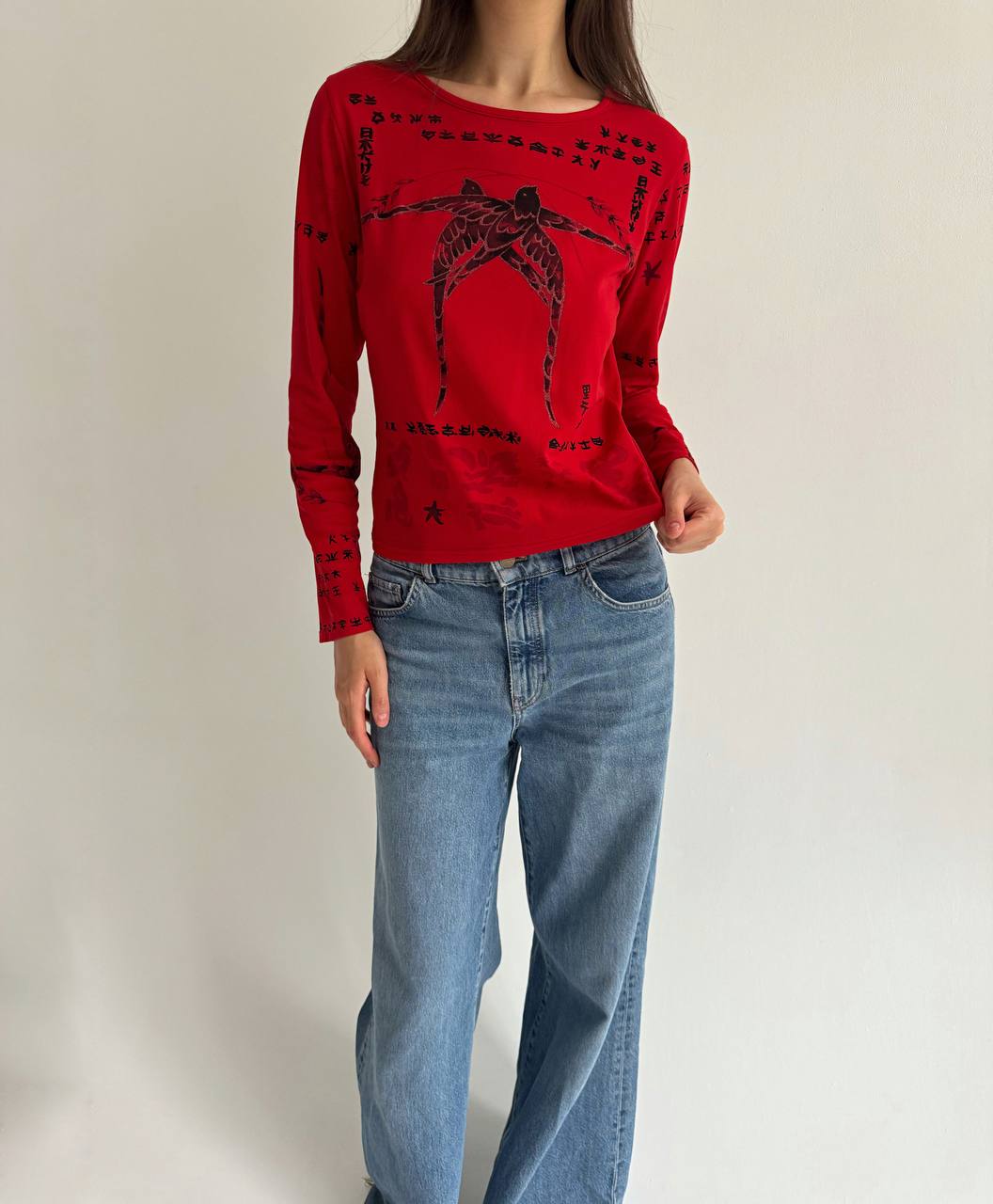 Viscose printed red blouse