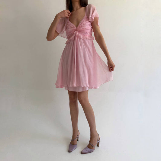 Blumarine pink viscose and silk dress