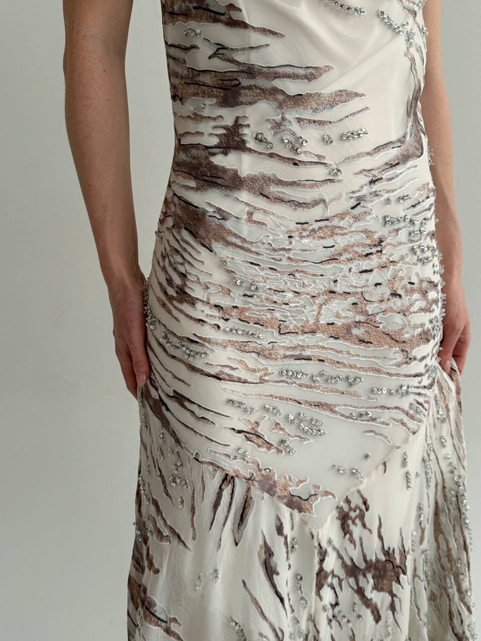 Vintage 100% pure silk asymmetrical slip dress