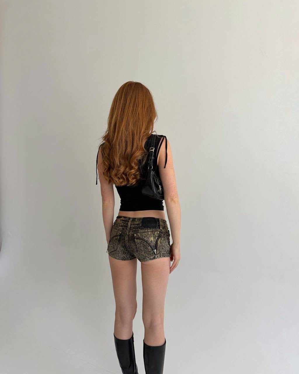 Vintage leopard printed micro mini shorts