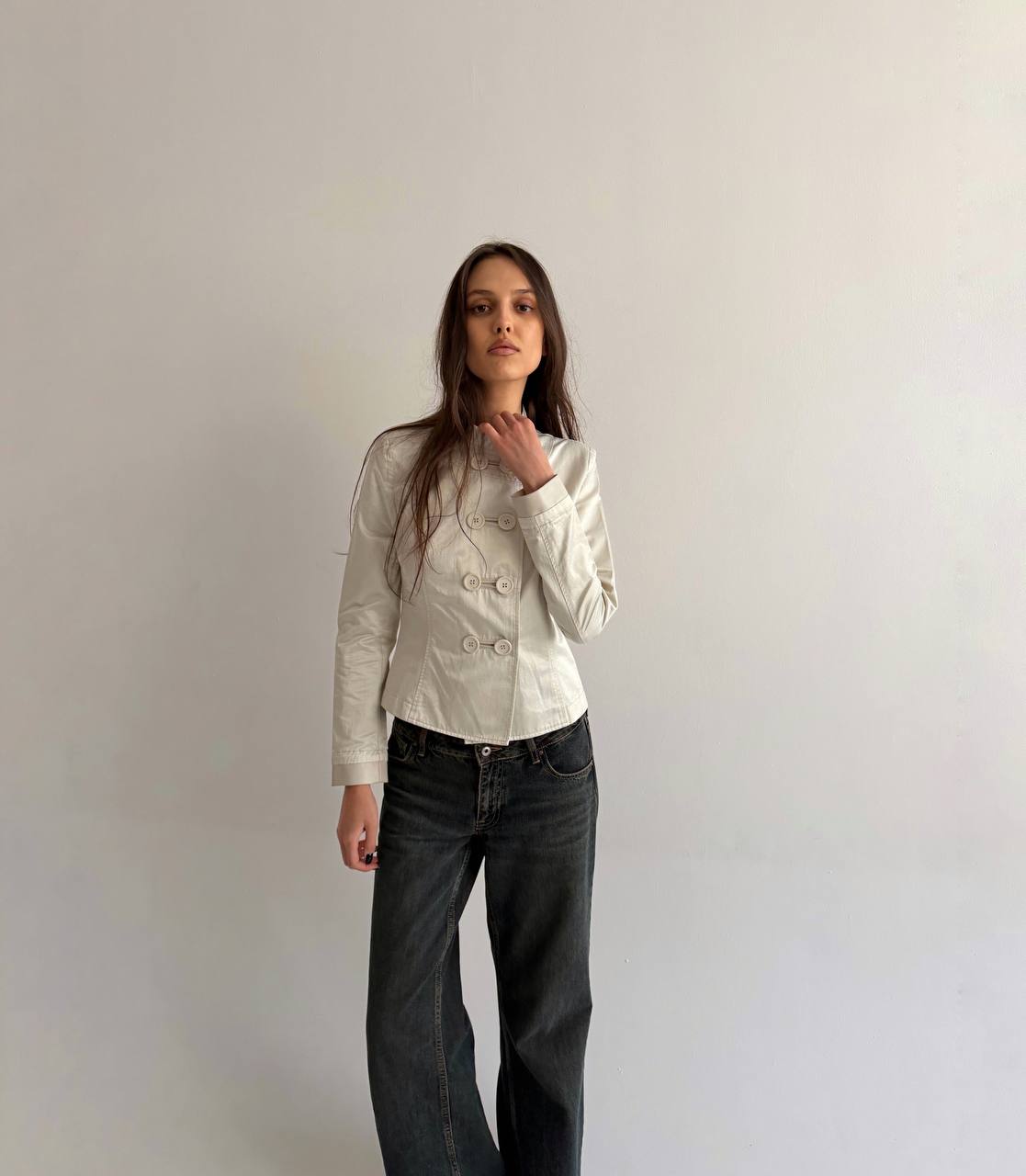 Vintage cotton cream satin jacket