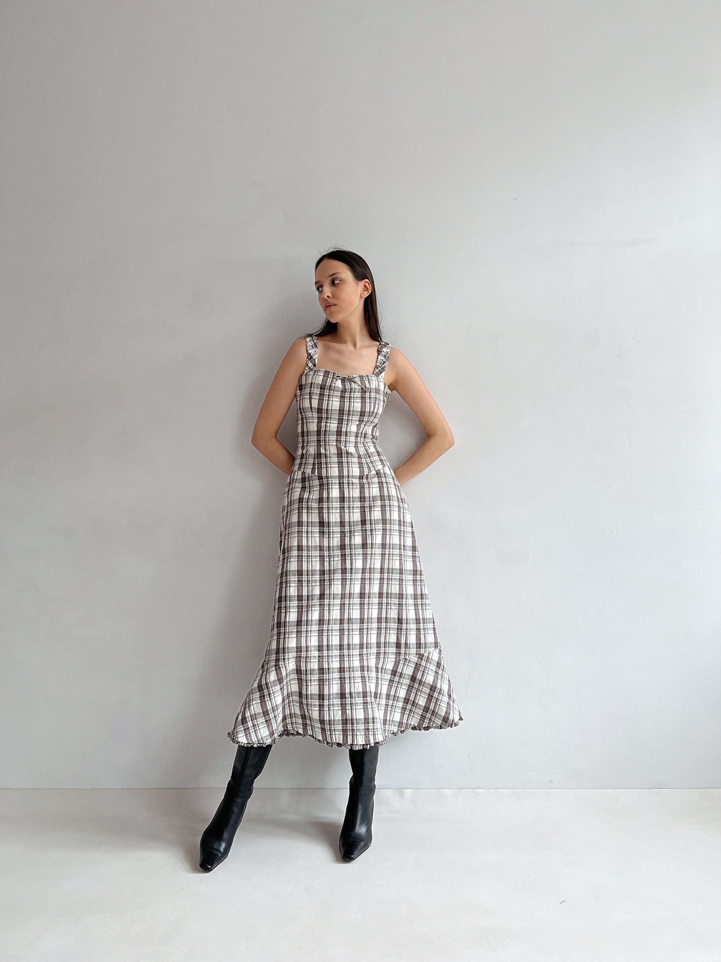 Max Mara cotton maxi checked dress