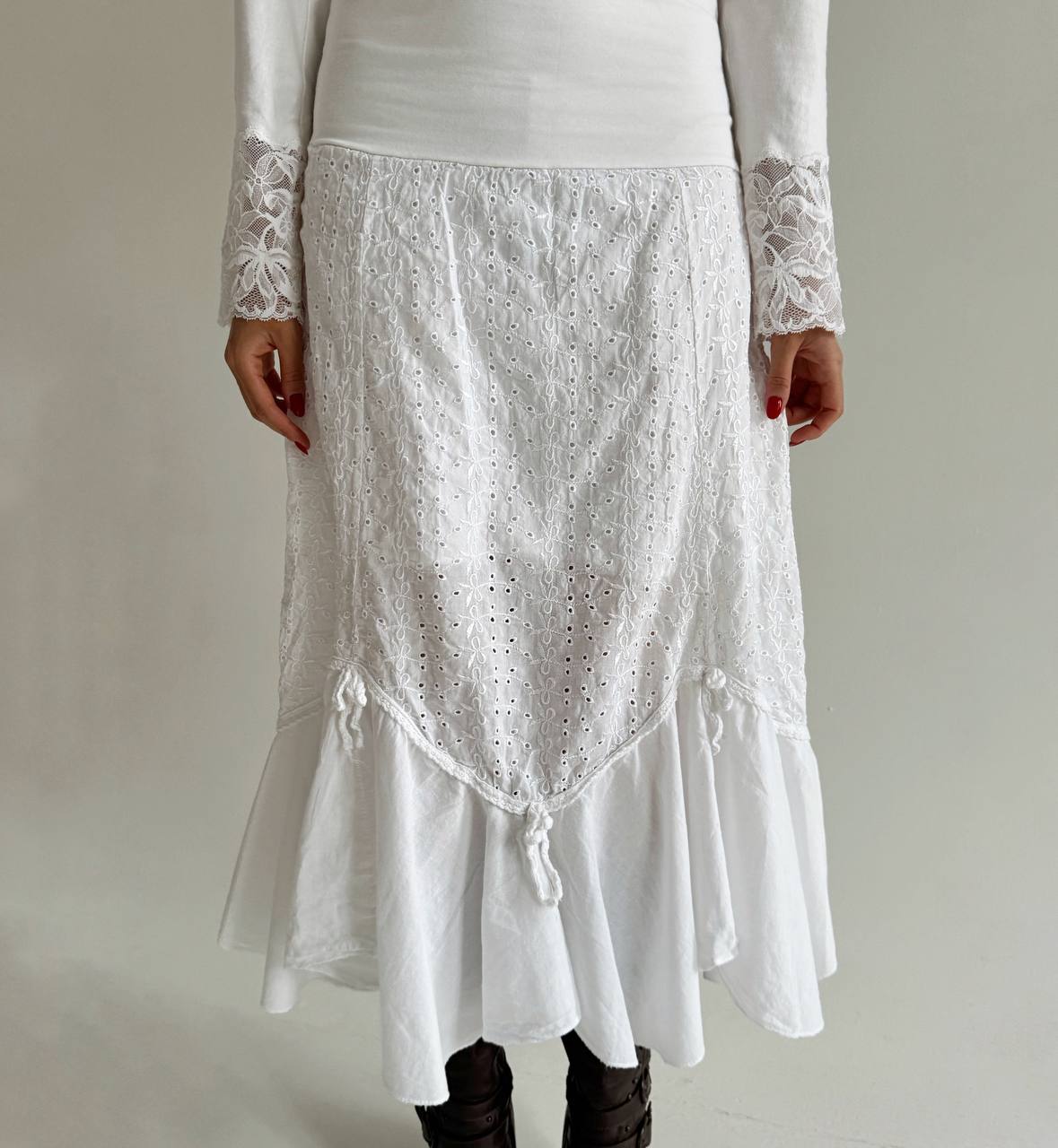 Vintage cotton prairie white skirt
