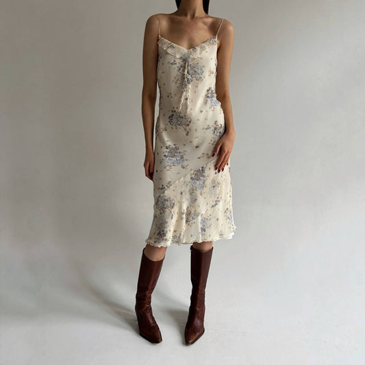 Vintage pure silk flower print dress