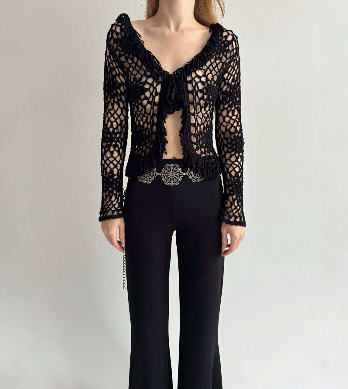 Vintage black crochet blouse