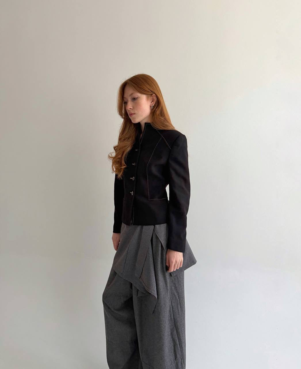 Vintage 45% viscose black button up blazer