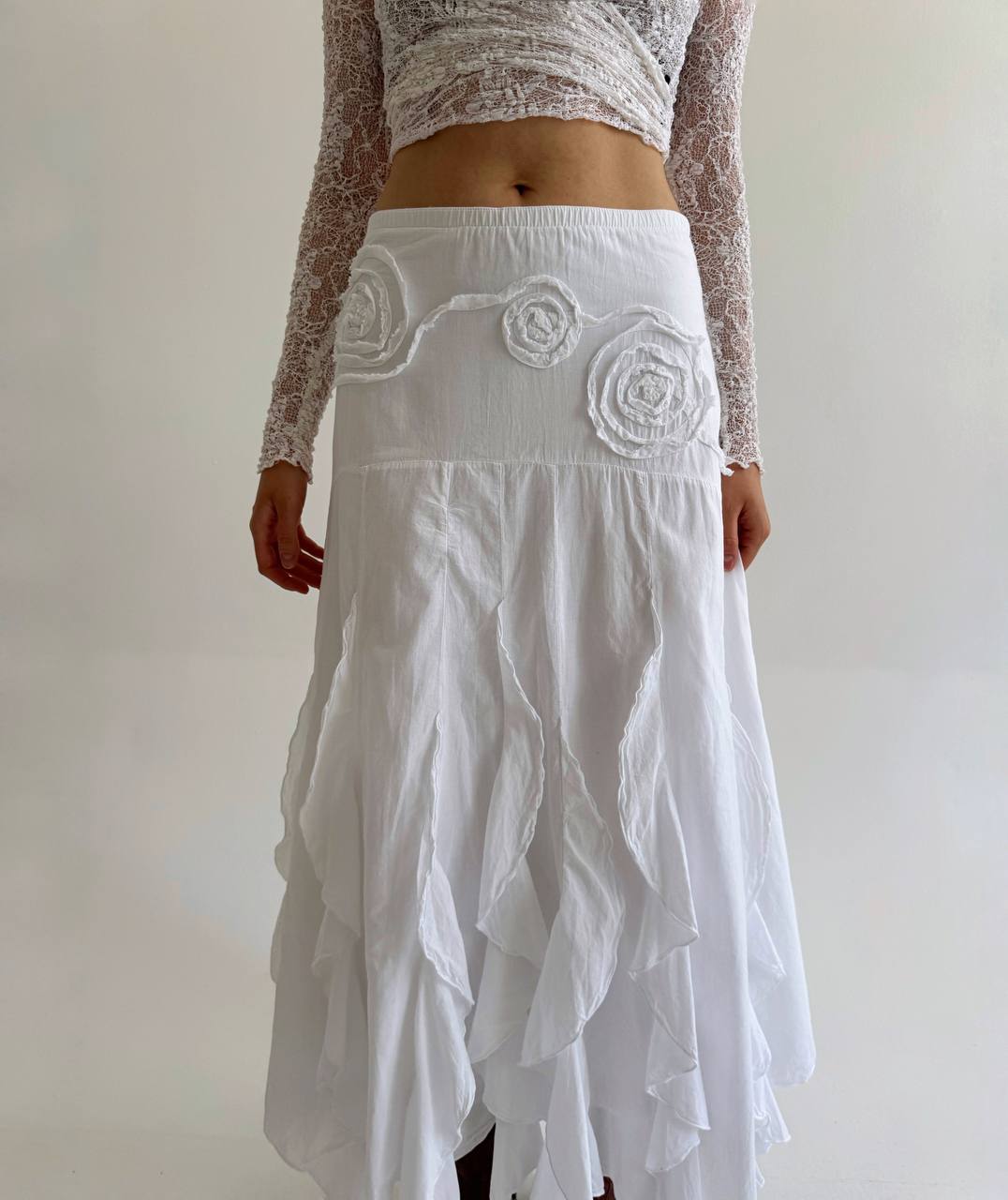 Vintage cotton ruffled white skirt