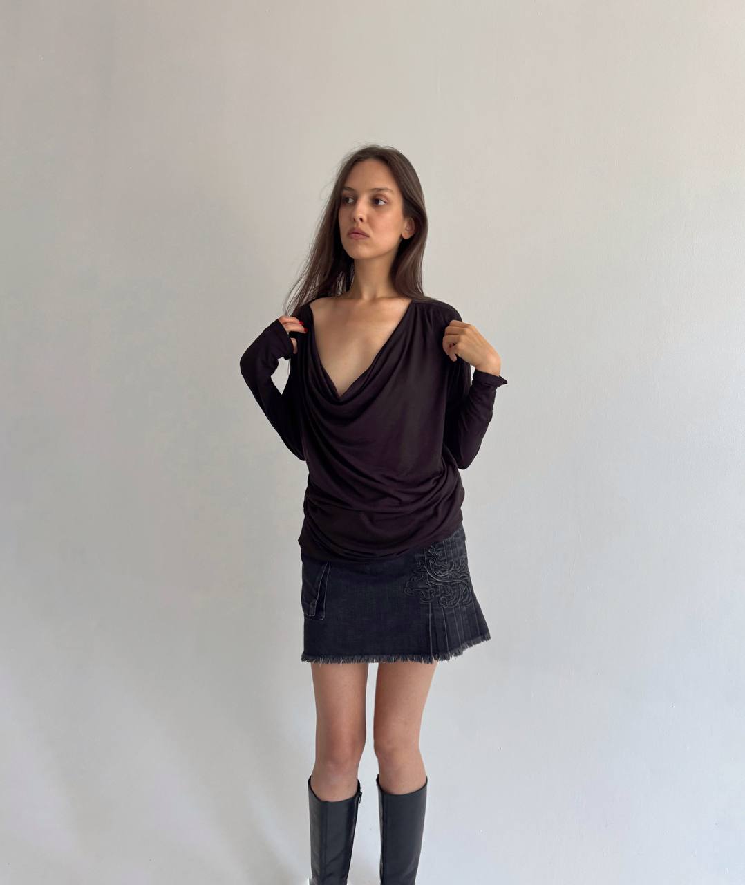 Vintage viscose draped blouse