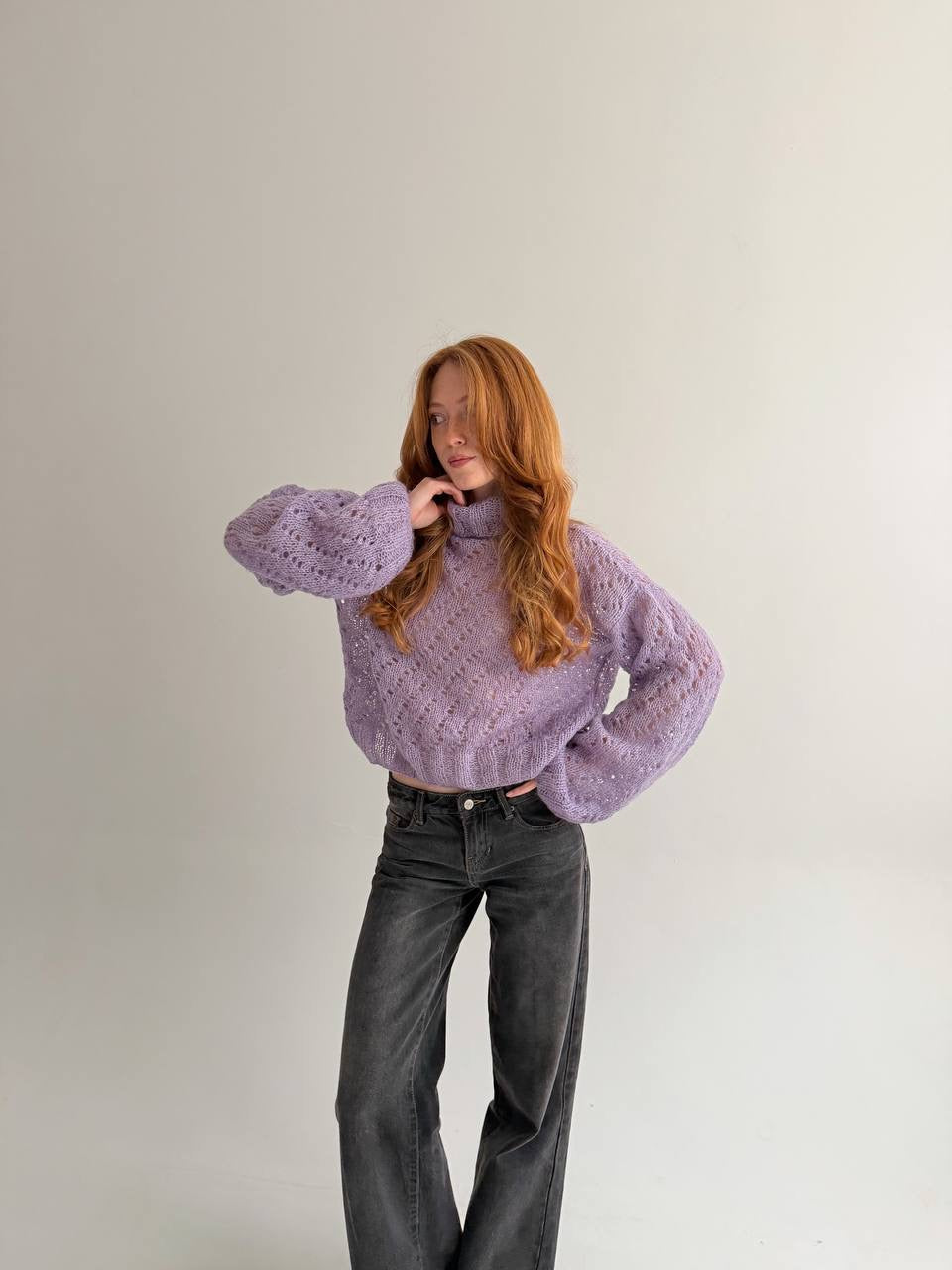 Vintage handmade lilac knit sweater