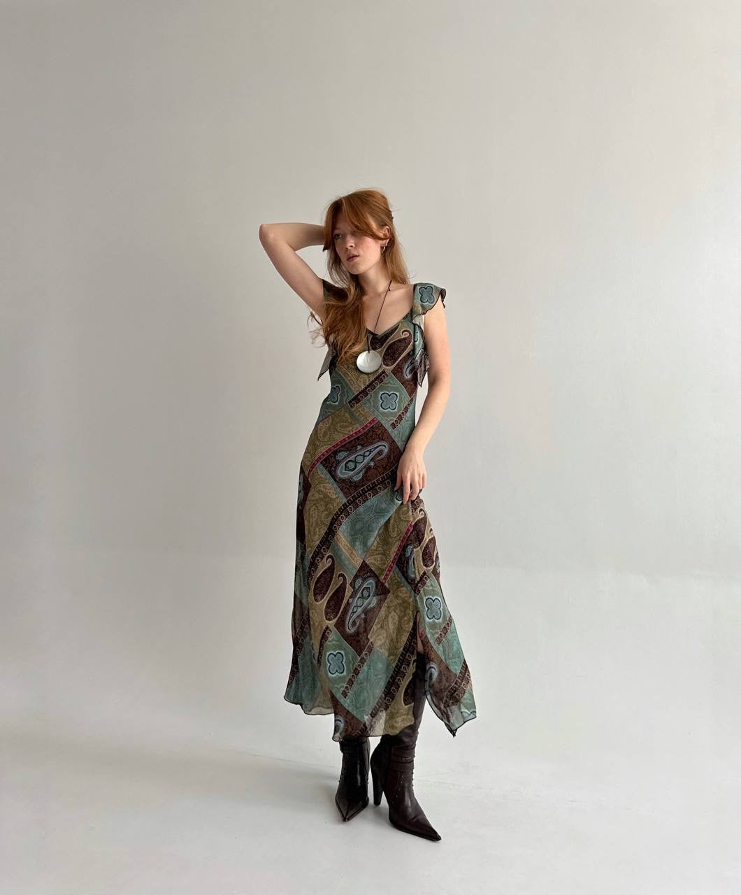 Vintage viscose boho long dress