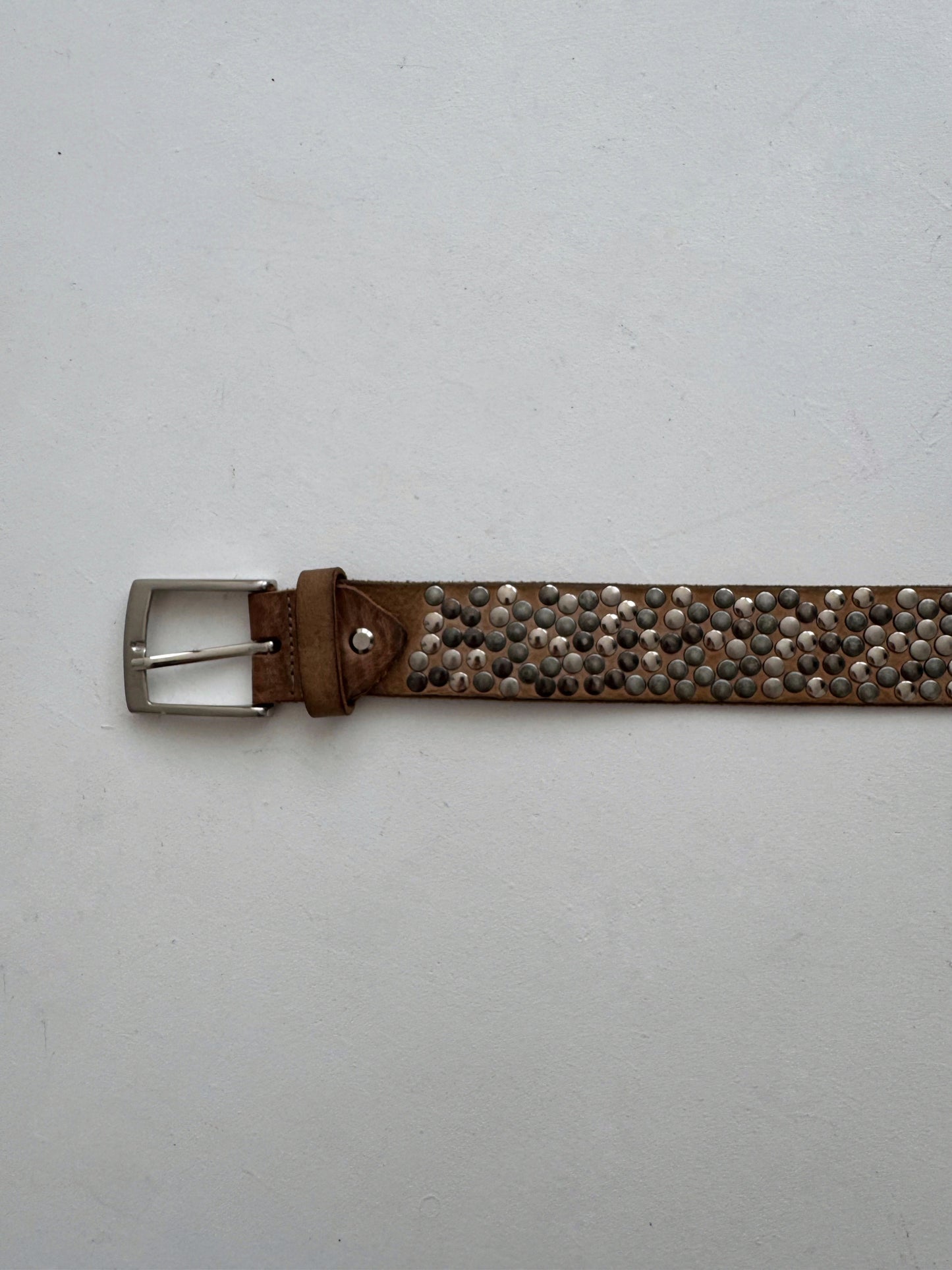 Vintage genuine leather studded grunge belt