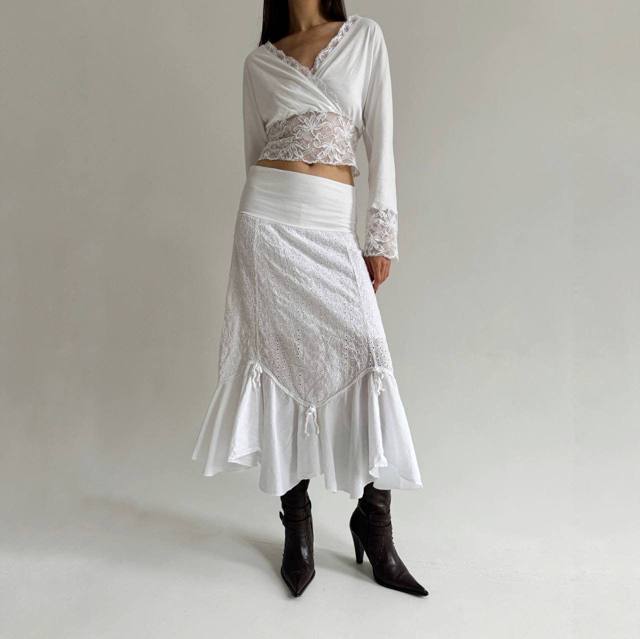 Vintage cotton prairie white skirt
