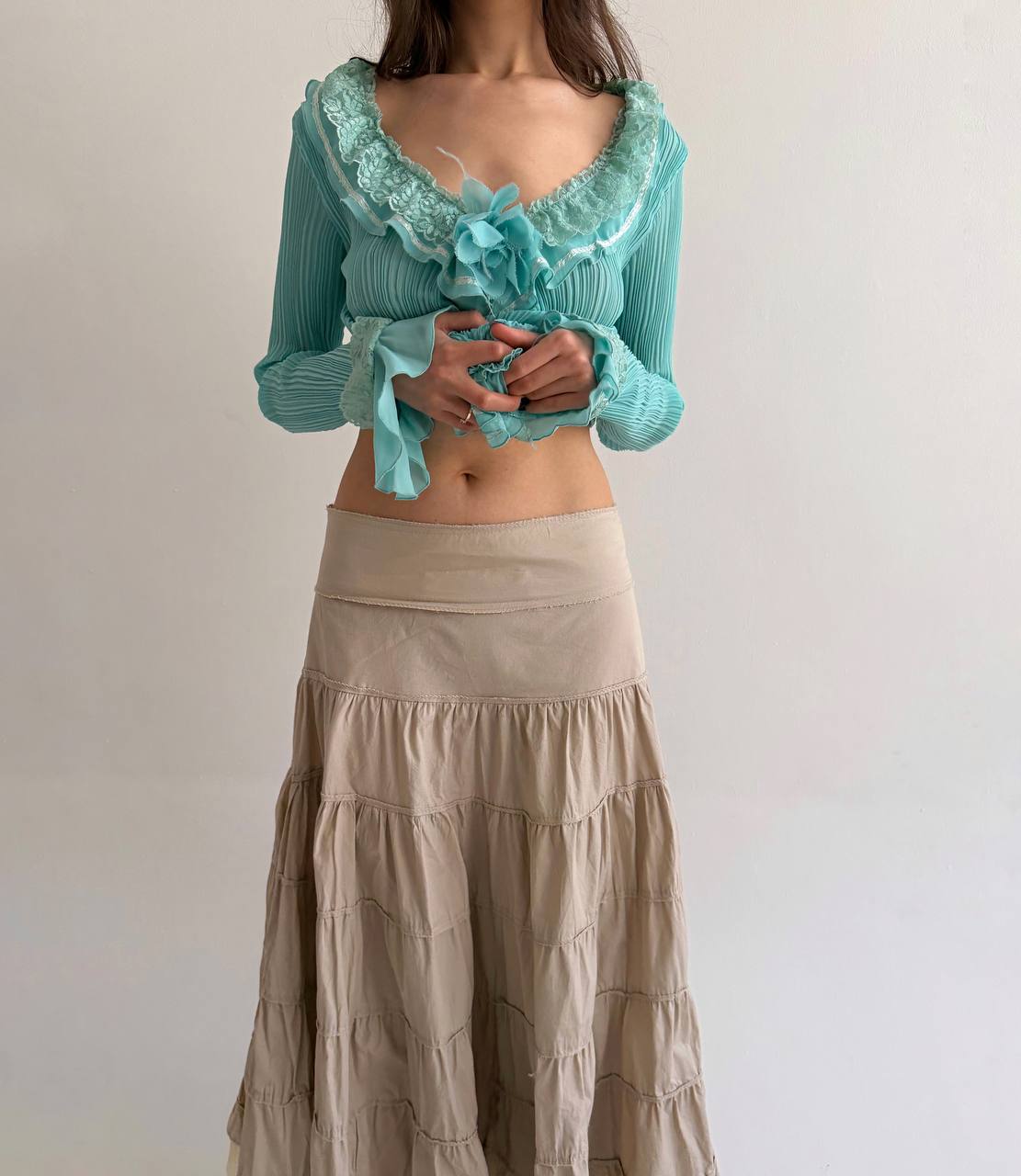 Vintage cotton ruched skirt