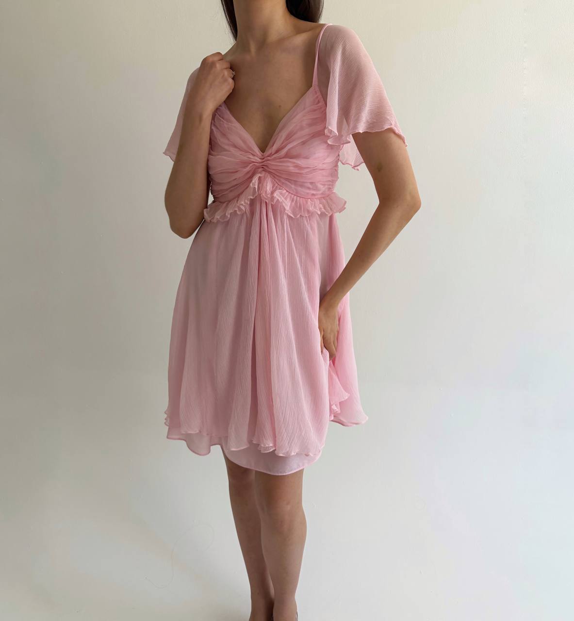 Blumarine pink viscose and silk dress