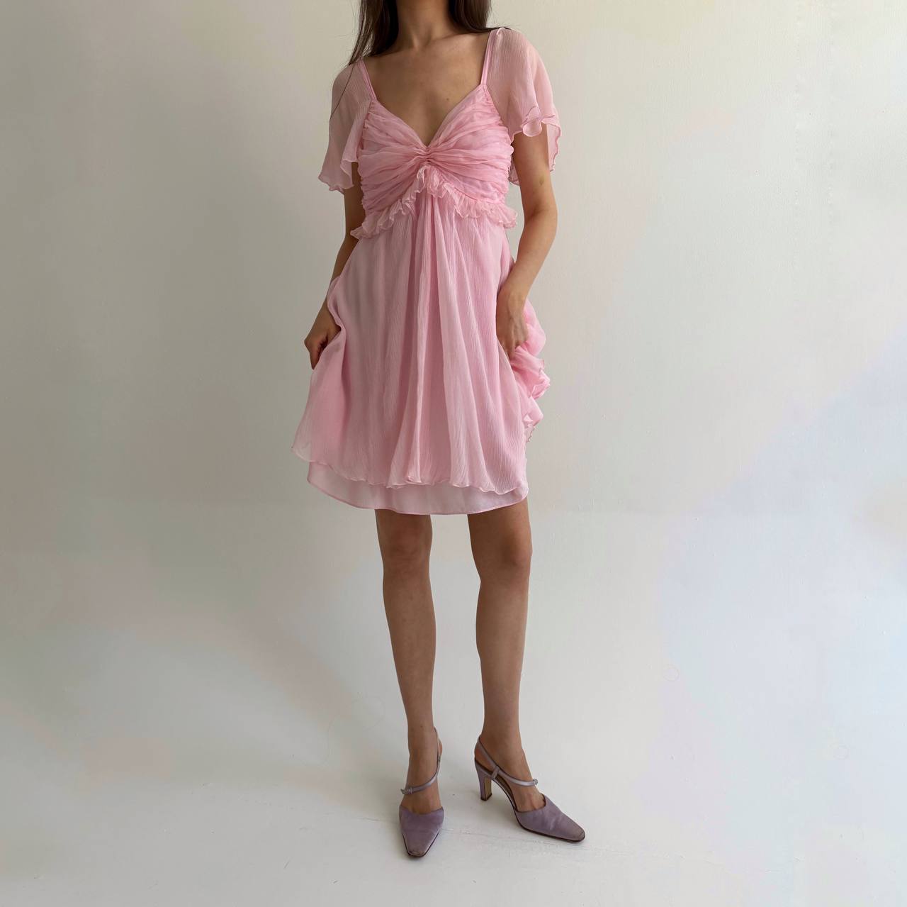 Blumarine pink viscose and silk dress