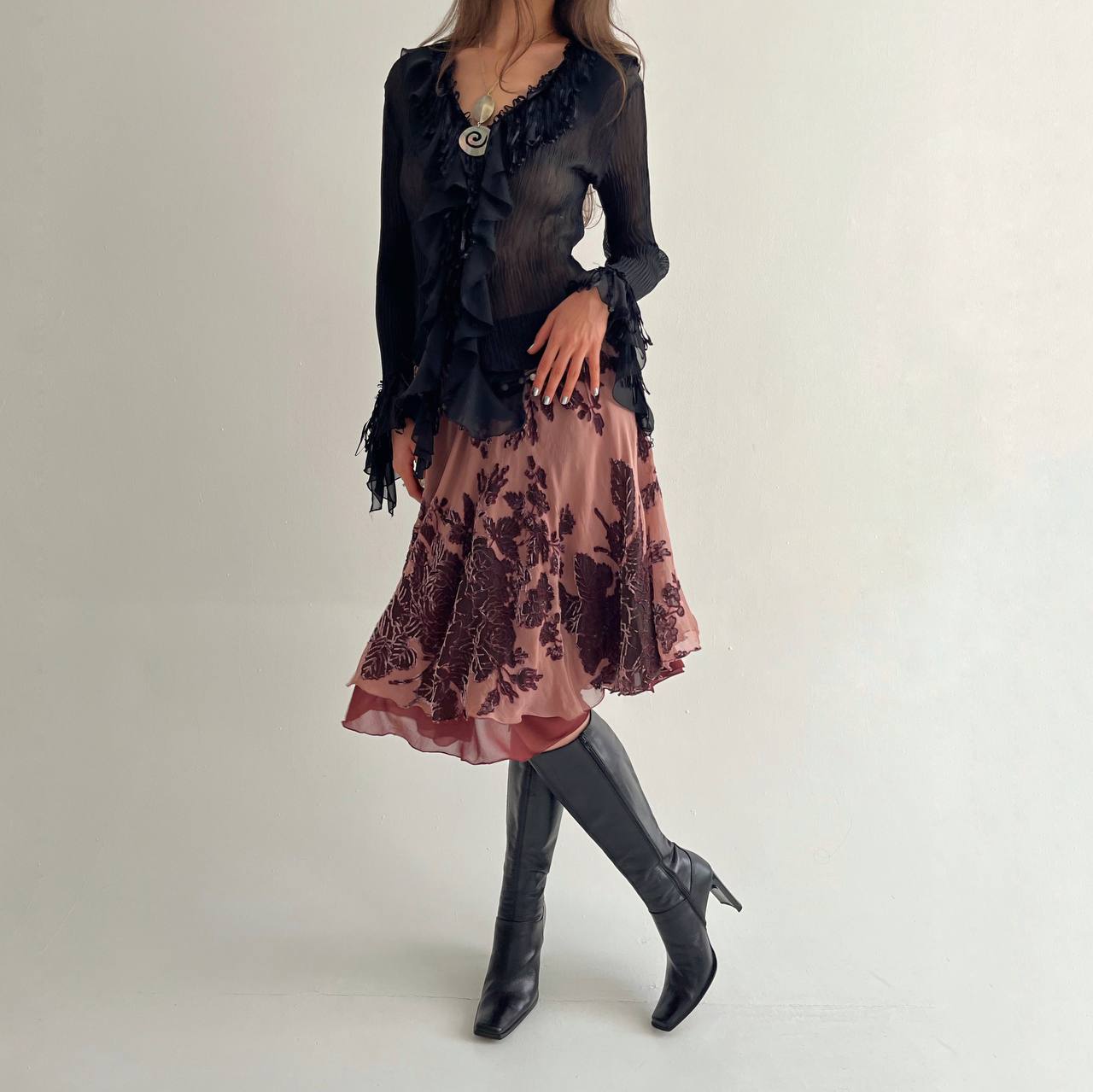 Vintage whimsigoth silk skirt