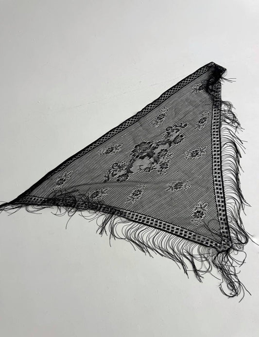 Vintage lace black scarf