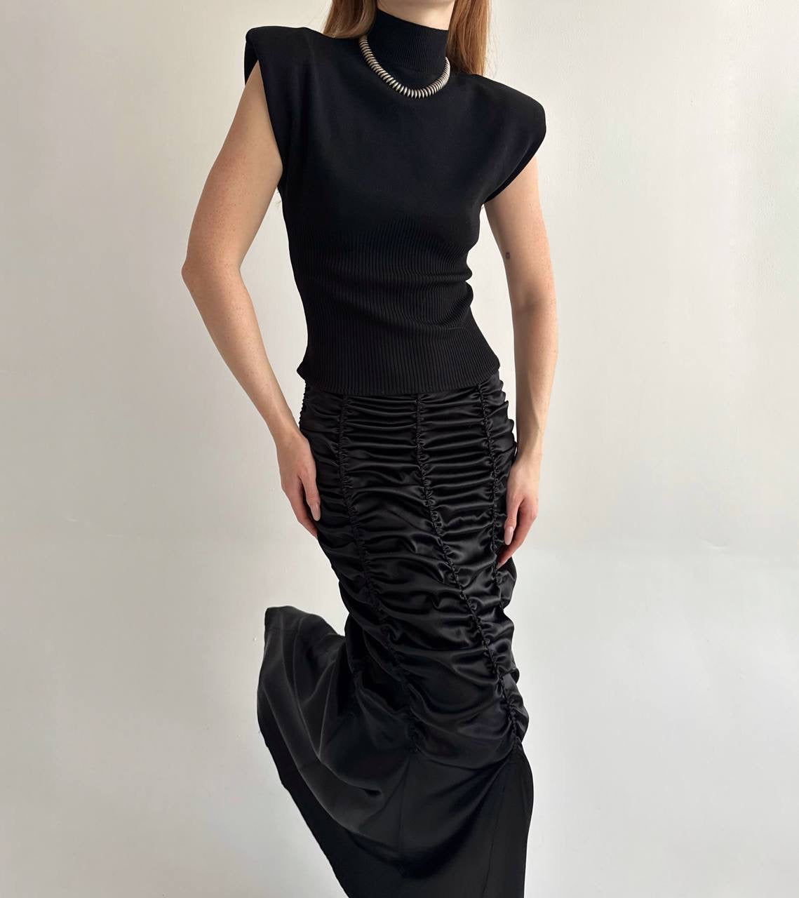 Vintage viscose blouse with shoulder pads