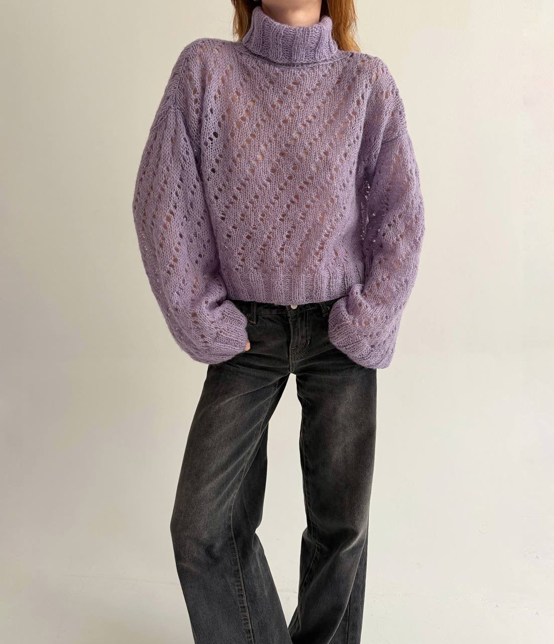 Vintage handmade lilac knit sweater
