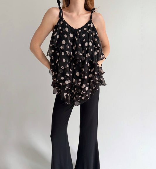 Vintage ruffled polka top cami top