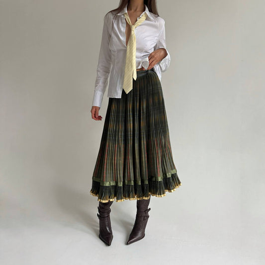 Vintage wool and cotton pleated skirt