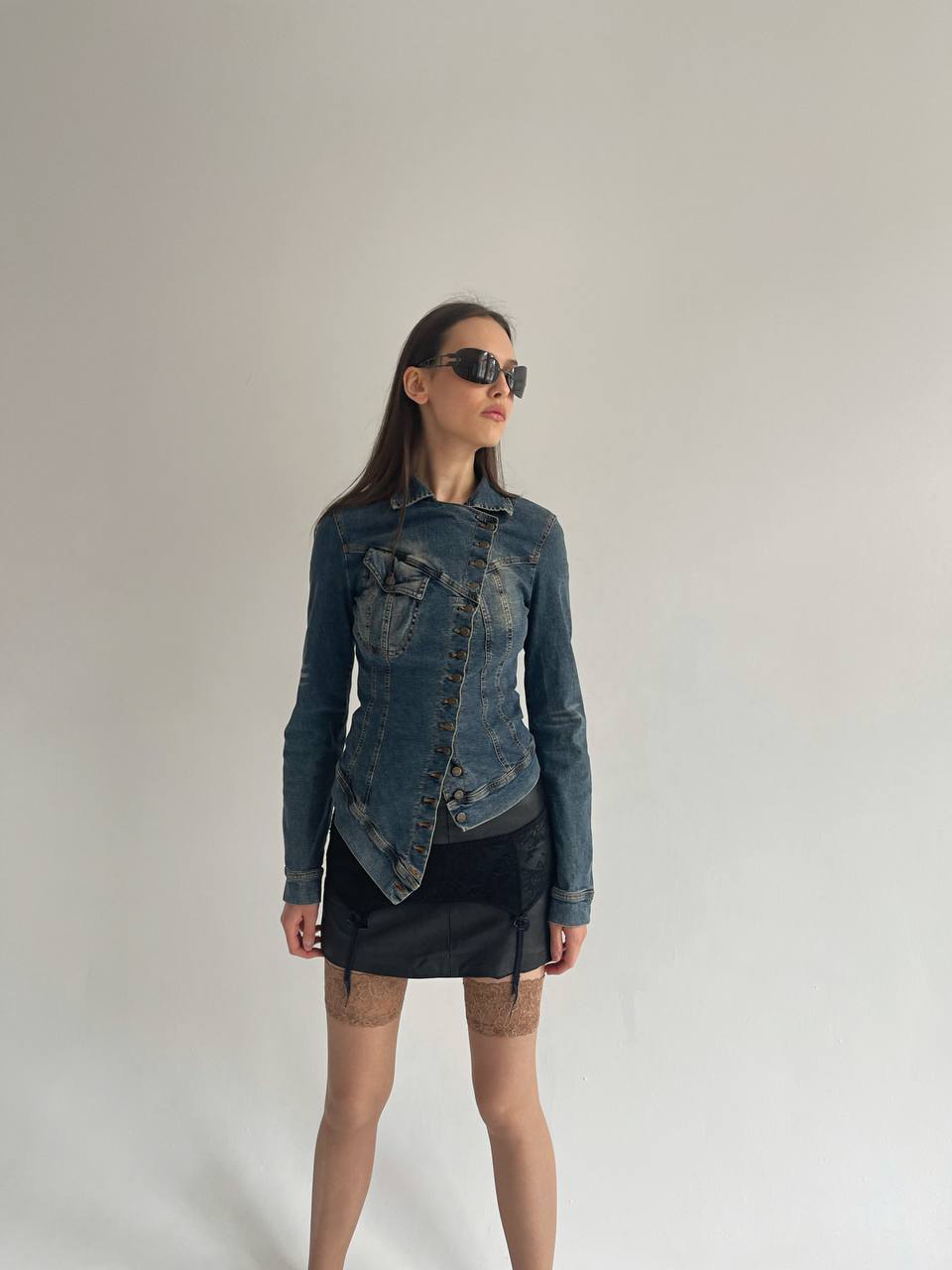 Vintage 90’s Plein Sud avant garde asymmetrical denim jacket