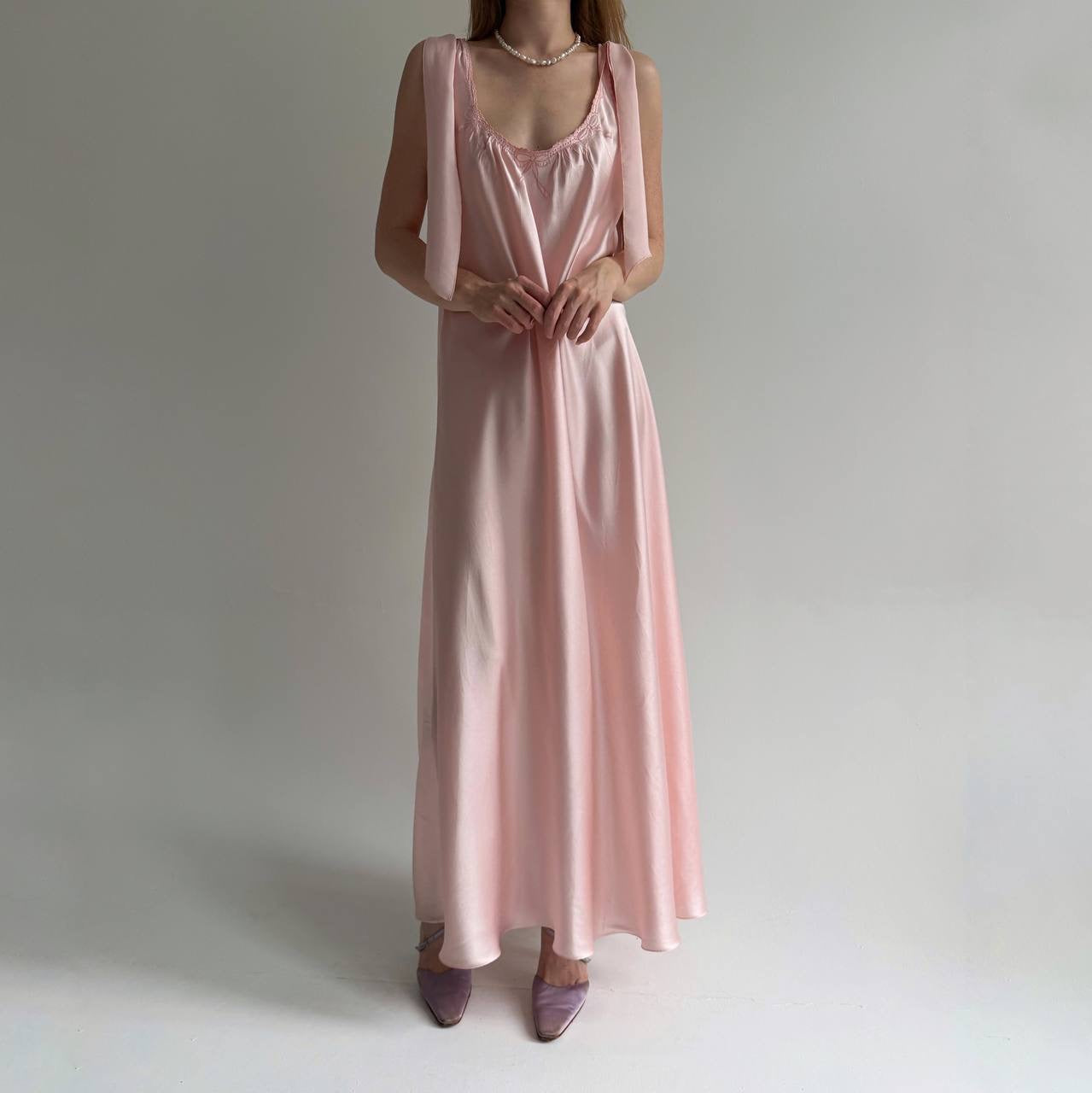 Vintage 100% pure silk pink long dress