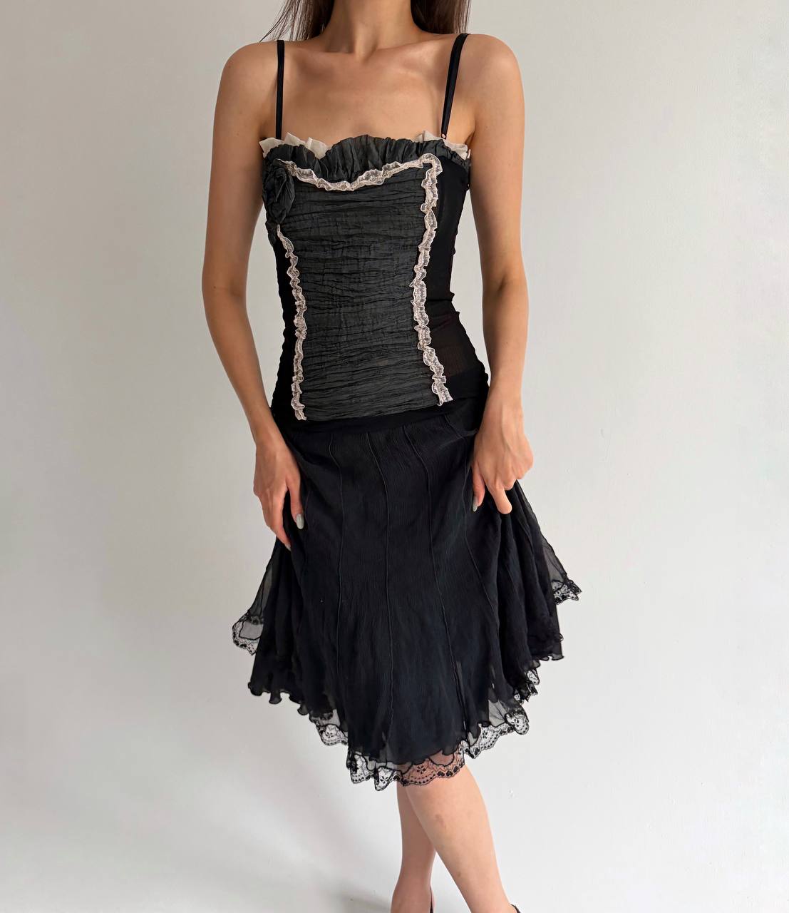 Vintage top with flower appliqué