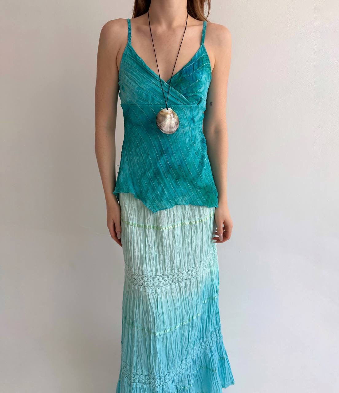 Vintage asymmetrical cami top with sequins