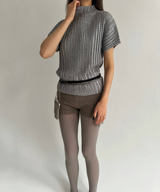 Vintage chrome pleated top