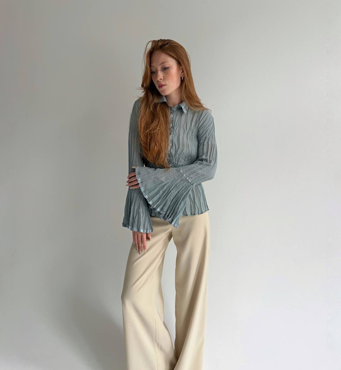 Y2K pleated top with popcorn like texture