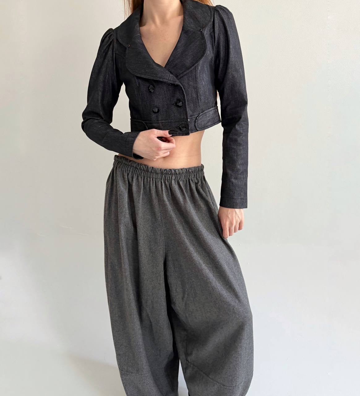Y2K denim grey cropped jacket