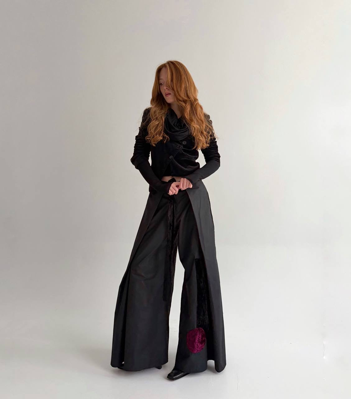 Vintage black made in France wide pants