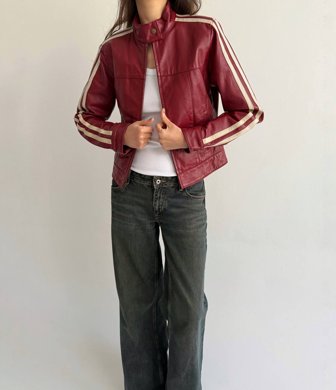 Vintage genuine leather red jacket