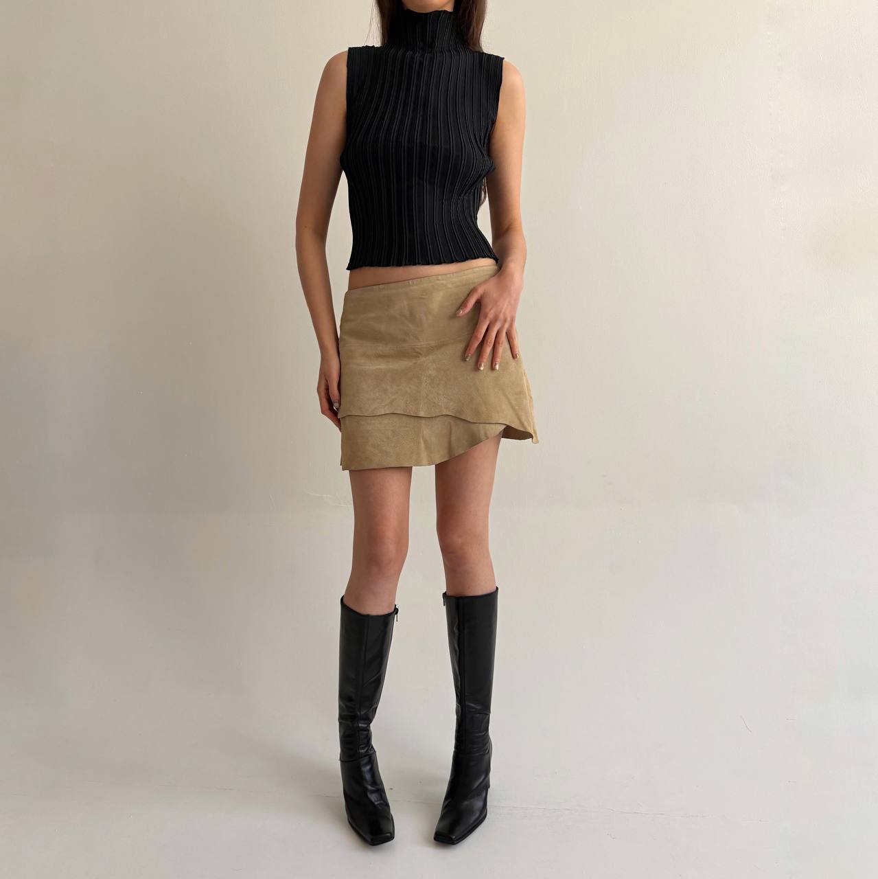Vintage leather asymmetrical skirt