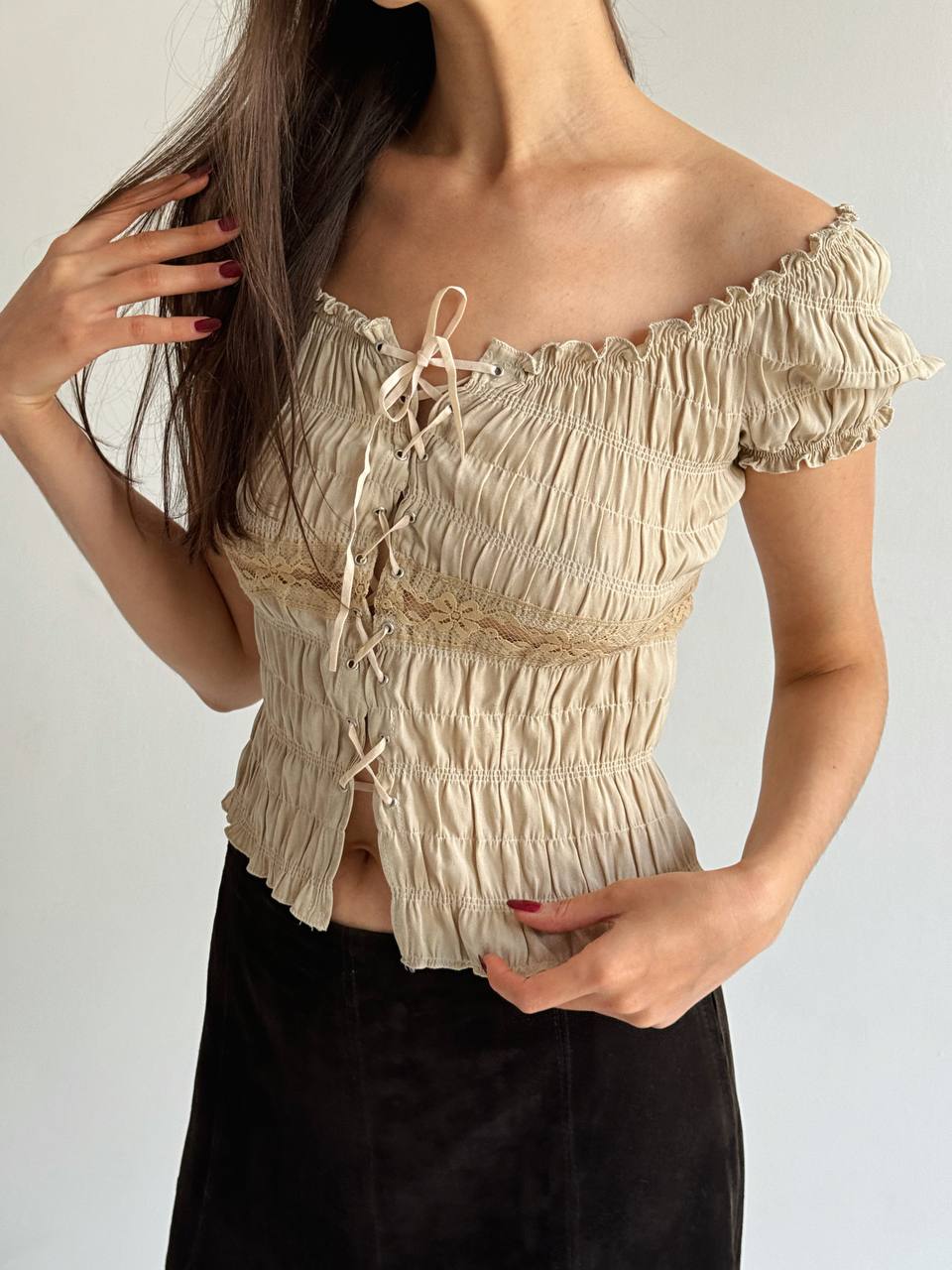 Vintage made in France pleated blouse