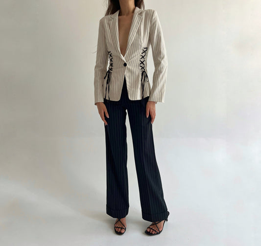 Vintage striped creased pants