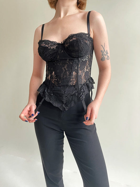 Vintage lace black corset