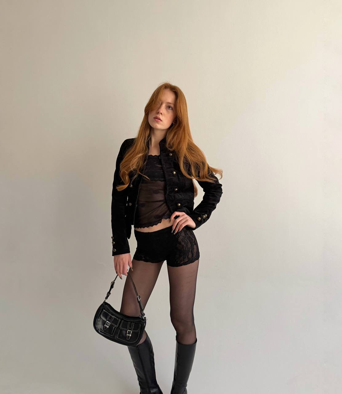 Y2K cotton velvet napoleon jacket