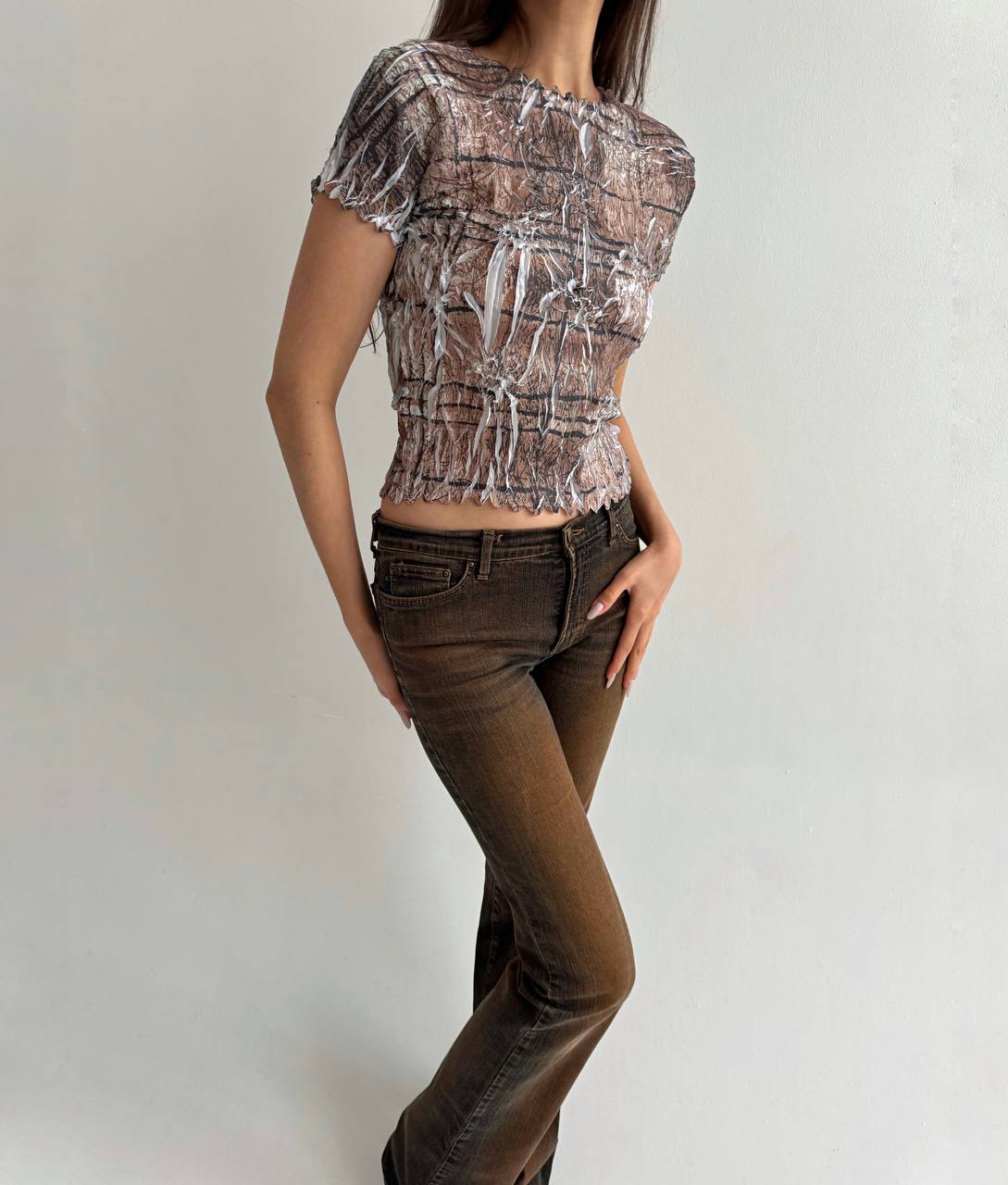 Vintage avant garde pleated blouse