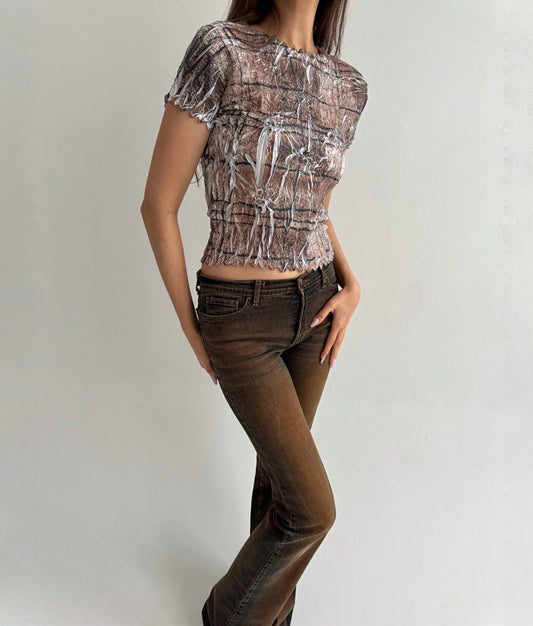 Vintage avant garde pleated blouse