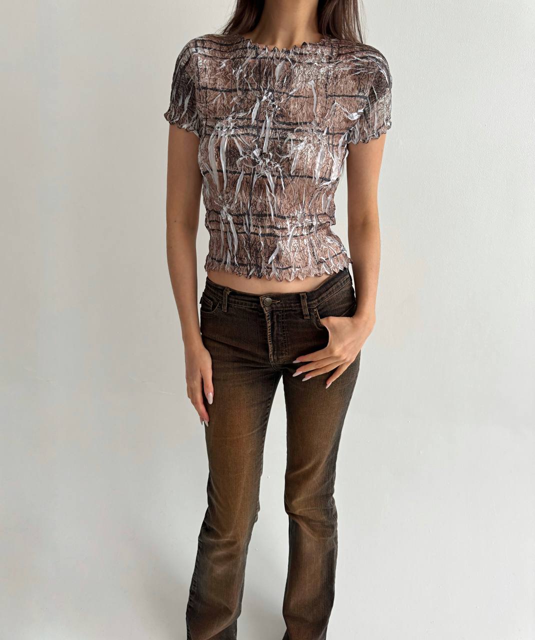 Vintage avant garde pleated blouse