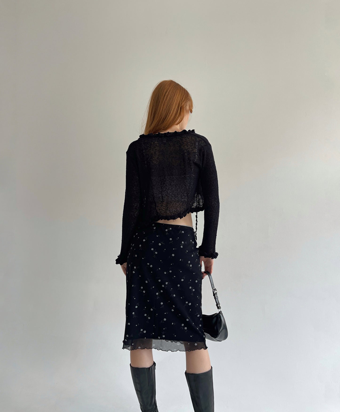 Vintage mesh midi skirt with lining