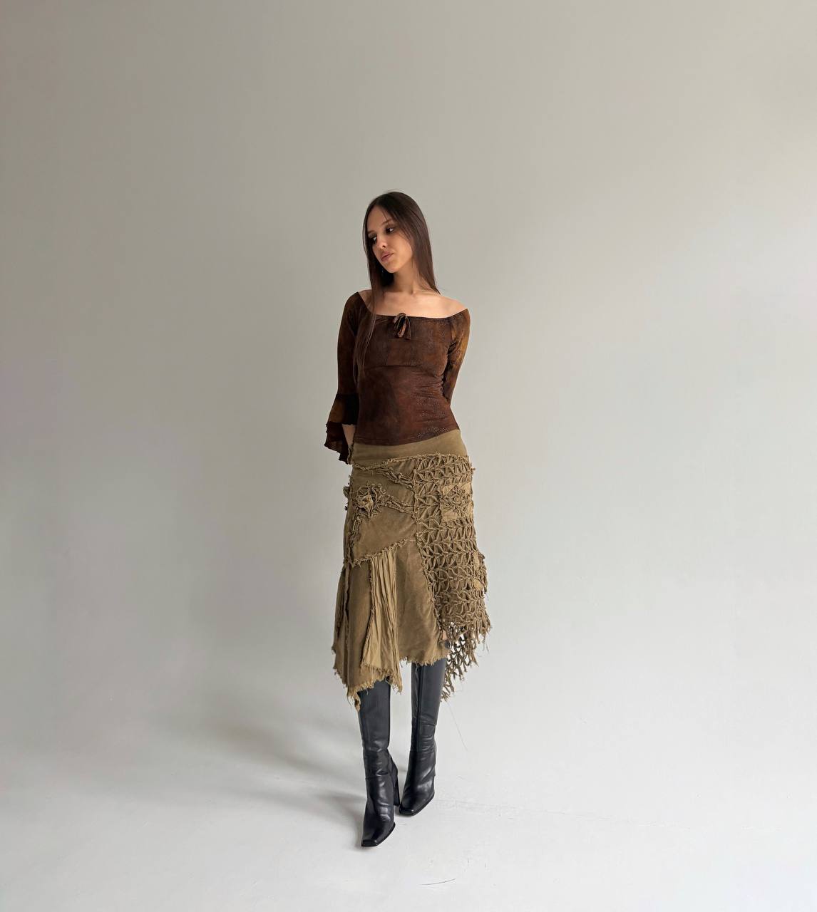 Vintage asymmetrical cotton skirt