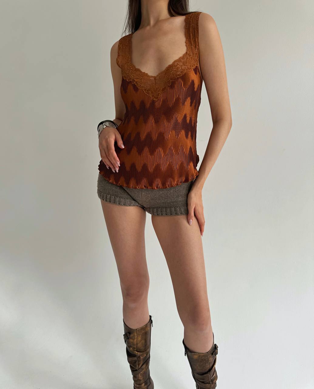 Vintage La Perla pleated bronze camisole