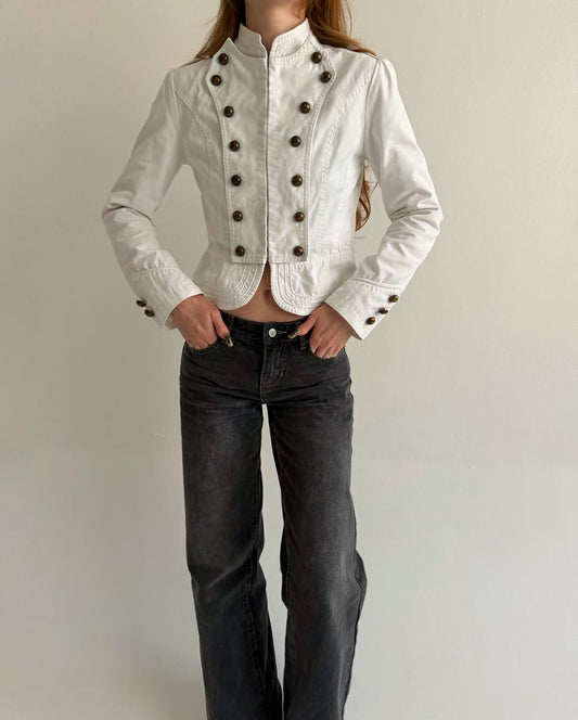 Y2K white cotton napoleon jacket